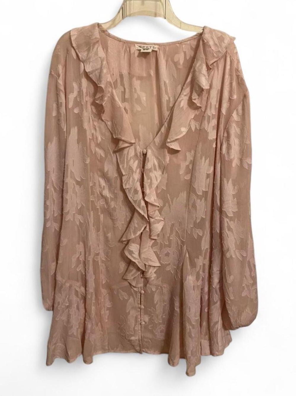 Torrid Festi Blush Floral Ruffle V-Neck Blouse - Picture 4 of 8